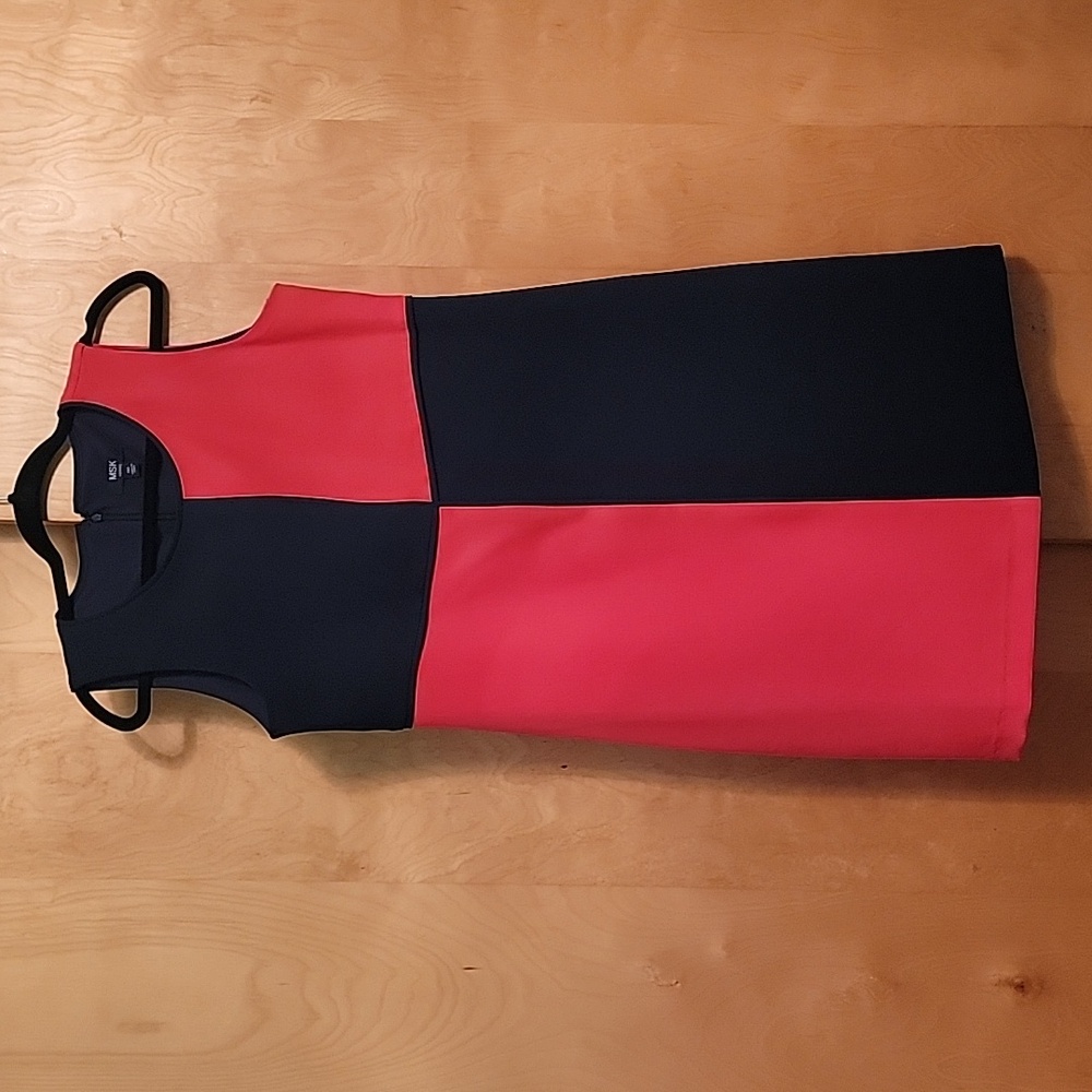 MSK Blue Orange Block Sleeveless Dress